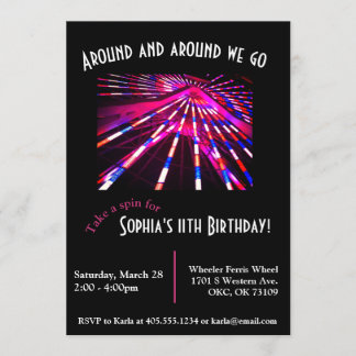 Vergnügungspark Ferris Wheel - Geburtstag Einladun Einladung