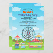 Vergnügungspark Funfair Kinder Geburtstags-Party Einladung (Vorne/Hinten)