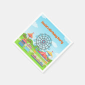 Vergnügungspark Funfair Kinder Geburtstags-Party Serviette (Ecke)
