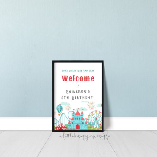 Vergnügungspark Geburtstag Begrüßungszeichen Poster