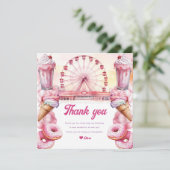 Vergnügungspark Geburtstag Dankeskarte (Stehend Vorderseite)