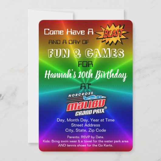 Vergnügungspark Geburtstag Einladung (Vorderseite)