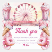 Vergnügungspark Geburtstag Quadratischer Aufkleber (Vorderseite)