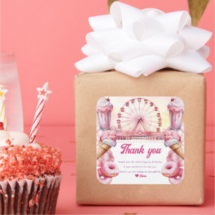 Vergnügungspark Geburtstag Quadratischer Aufkleber