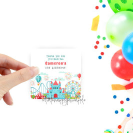 Vergnügungspark Geburtstag Quadratischer Aufkleber