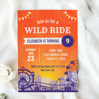Vergnügungspark Geburtstagsfeier Einladung