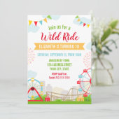 Vergnügungspark Geburtstagsfeier Einladung (Stehend Vorderseite)