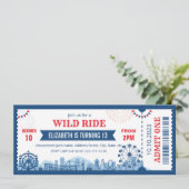 Vergnügungspark Geburtstagskarte Einladung (Stehend Vorderseite)