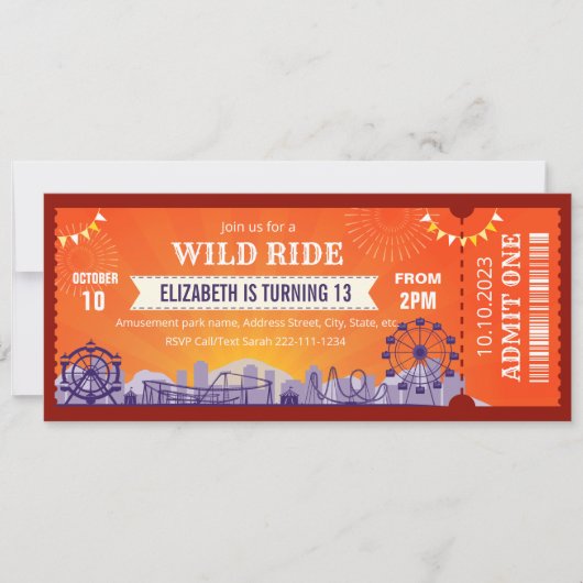 Vergnügungspark Geburtstagskarte Einladung (Vorderseite)