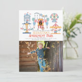 Vergnügungspark Kindergeburtstag Foto Einladung (Stehend Vorderseite)