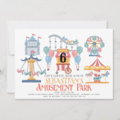 Vergnügungspark Kind's Geburtstag Einladung (Vorderseite)