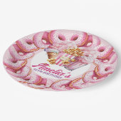 Vergnügungspark Personalisiert rosa Pappteller (Schrägansicht)