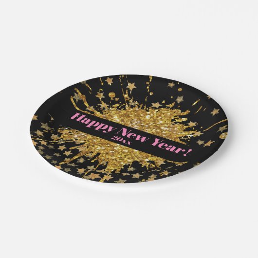 Vergnügungspark Rosa Funkeln Glitzer Graffiti Anst Pappteller (Schrägansicht)