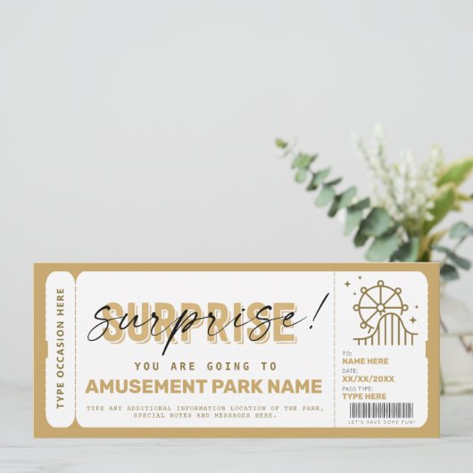 Vergnügungspark Vergnügungspark Themenpark Ticket  (Stehend Vorderseite)