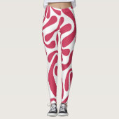 Vergnügungsrot und weiß abstrakte Stilschwarz Leggings (Vorderseite)
