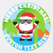 Vergnügungssommer Santa Claus Cartoon tropische We Runder Aufkleber (Vorderseite)