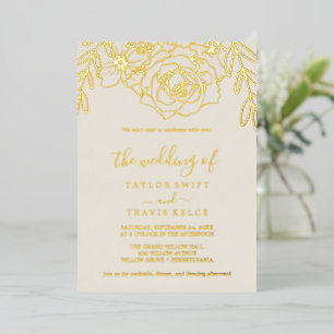 Vergoldet Floral   Goldfolie Hochzeit  Folieneinladung