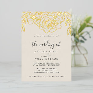 Vergoldet Floral   Goldfolie Hochzeit  Folieneinladung