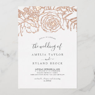 Vergoldet Floral   Roségoldfolie Die Hochzeit Der Folieneinladung