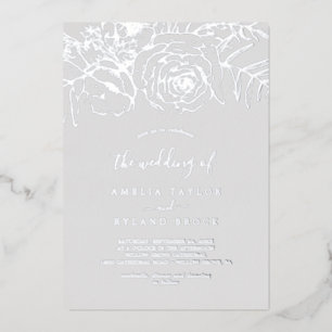 Vergoldet floral Silberfolie Grau Die Hochzeit v Folieneinladung