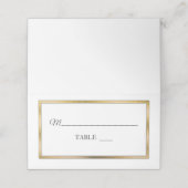 Vergoldet | White Simple Elegante Platzkarten (Außenseite Aufgefaltet)