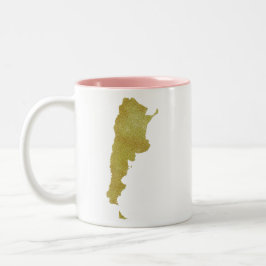 Vergoldete Argentinien-Karte - Argentinien Dorada Zweifarbige Tasse