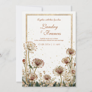 Vergoldete Astrantia Botanische Creme Hochzeit Einladung