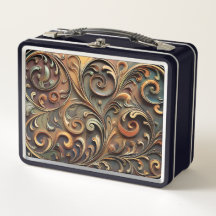 Vergoldete Barock-Schwungwerk-Metall-Lunchbox