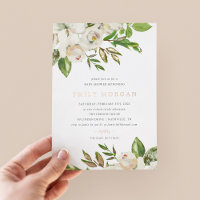 Vergoldete Blumen Baby Shower Folien-Einladung