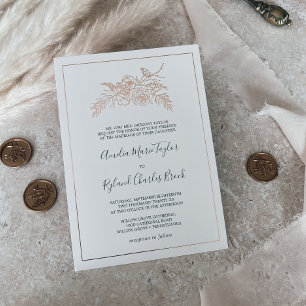 Vergoldete Blumen   Formale Rose-Gold-Folie Hochze Folieneinladung