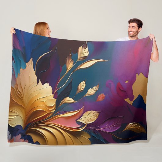 Vergoldete Blüte – Abstrakte Florale Komposition Fleecedecke (Beispiel)
