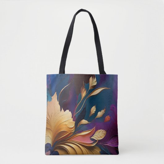 Vergoldete Blüte – Abstrakte florale Komposition Tasche (Vorderseite)
