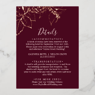 Vergoldete Burgunder-Roségold-Folie-Blush-Detailka Folie Einladungspostkarte