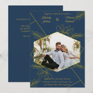 Vergoldete Eleganz Foto-Hochzeit Einladung