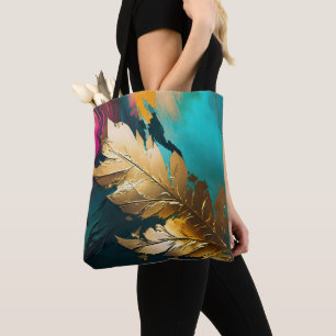Vergoldete Feder – Luxuriöse abstrakte Eleganz Tasche