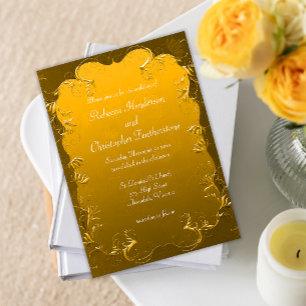 Vergoldete Filigran Hochzeit im Vintage-Stil Einladung