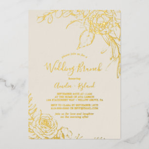 Vergoldete Floral Goldfolie und Creme Hochzeitsb Folieneinladung