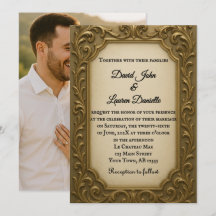 Vergoldete Foto-Hochzeitseinladung