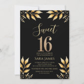 Vergoldete Glitz Sweet 16 Einladung (Vorderseite)