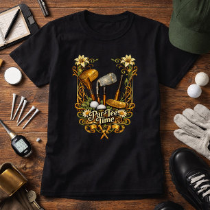 Vergoldete Golf-Abschlag-Zeit T-Shirt