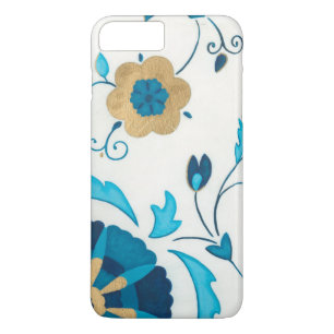 Vergoldete Indigo-Blumen mit weißem Hintergrund Case-Mate iPhone Hülle
