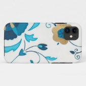 Vergoldete Indigo-Blumen mit weißem Hintergrund Case-Mate iPhone Hülle (Rückseite (Horizontal))