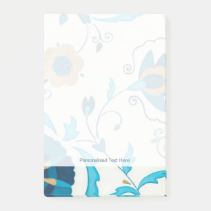 Vergoldete Indigo-Blumen mit weißem Hintergrund Post-it Klebezettel