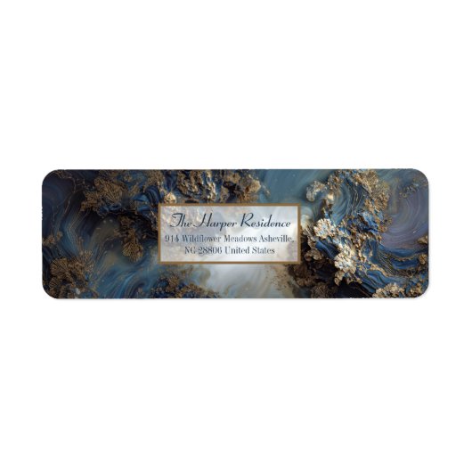 Vergoldete Indigo-Mineral-Rücksendeadresse (Vorne)
