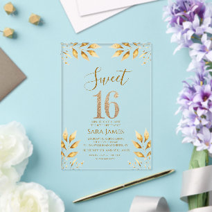 Vergoldete Majestät Sweet 16 Acryl-Einladung Acryleinladungen