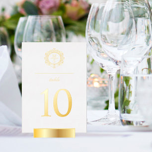 Vergoldete Monogramm-Hochzeitstischnummern Folieneinladung