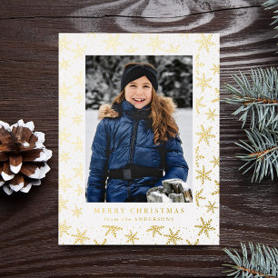 Vergoldete Schneeflocken Foto Gold Folien Feiertagspostkarte