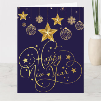 Vergoldete Silvesterkarte Luxus Blau Karte
