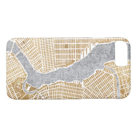 Vergoldete Stadt-Karte von New York Case-Mate iPhone Hülle (Rückseite (Horizontal))