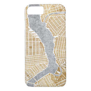 Vergoldete Stadt-Karte von New York Case-Mate iPhone Hülle